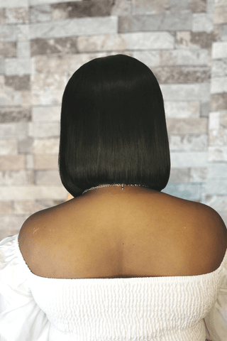 10inch Brazilian Hair Bob Straight Lace Front Wig Natural Black