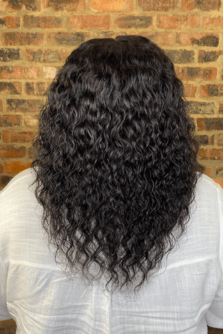 Brazilian Hair Water Wave Full Frontal Lace Wig Natural Black