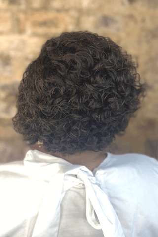 Brazilian Hair Curly Pixie Back Full Frontal Wig Natural Black