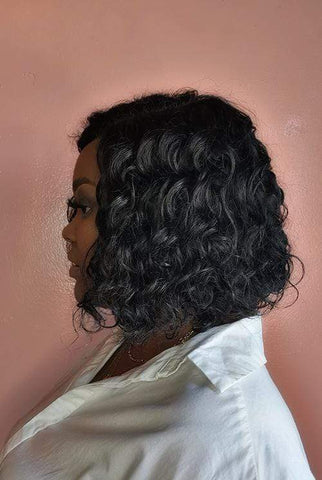 Peruvian hair Wig Loose Wave 11inch T-part Natural Black