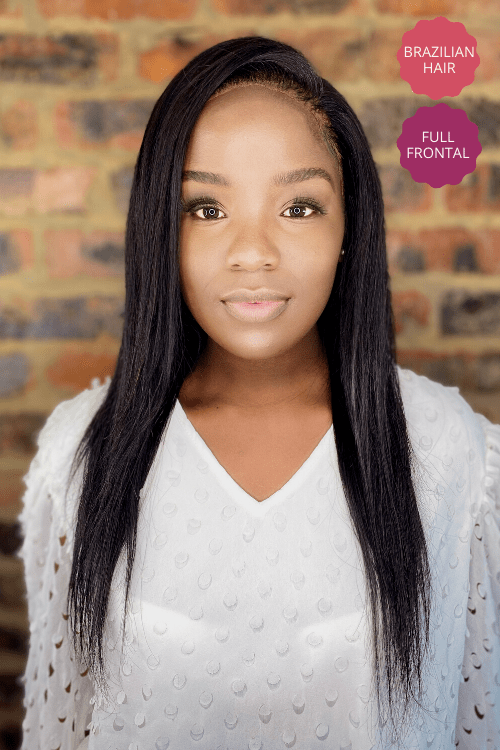 Brazilian Straight 18inch Frontal Lace Wig Natural Black LolaSilk