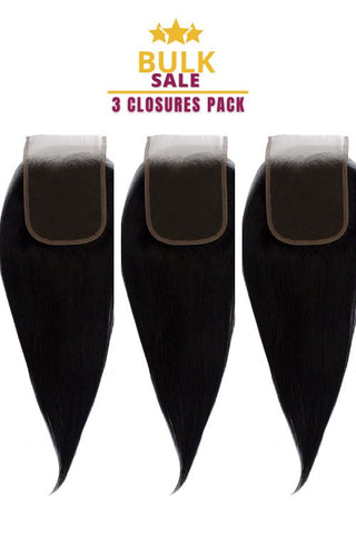 Straight Brazilian Virgin Hair - 3 closures 4x4 inch