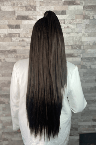 27inch Full Frontal Straight Synthetic Hair Wig Natural Black