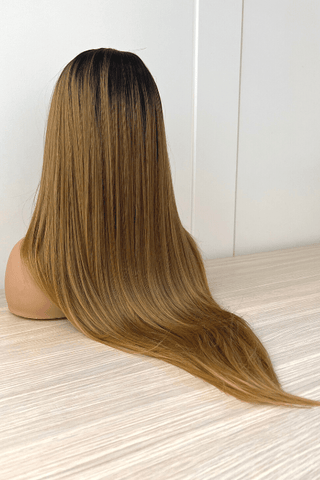 28inch Straight Synthetic Hair Lace Front Side Part Wig Ombre