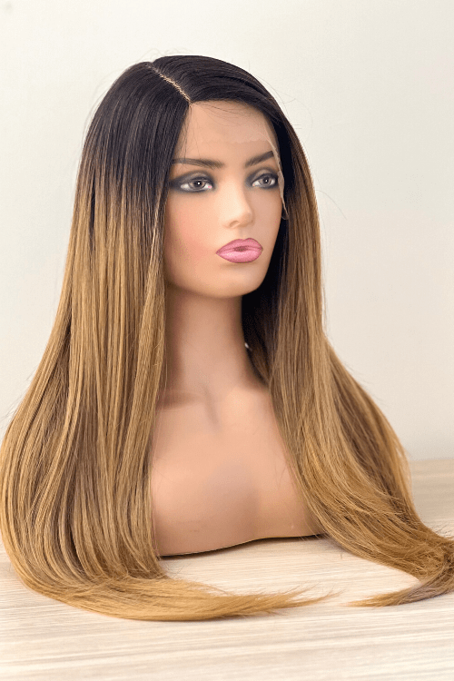 28inch Side Part Ombre Wig 28" 28inch Straight Synthetic Hair Lace Front Side Part Wig Ombre