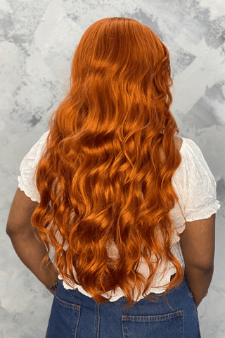 Long Body Wave Synthetic Hair Lace Front Glueless Wig Ginger
