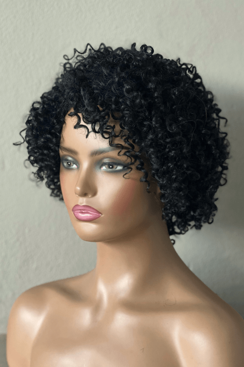 Curly Synthetic Wig Black Wig Short Curly Synthetic Hair Wig Natural Black