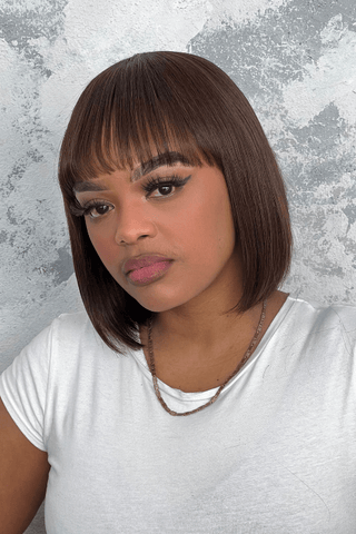 Peruvian Hair Bob Wig Straight 10inch Fringe