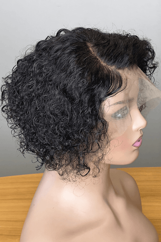 Brazilian Hair Curly Full Frontal Wig Natural Black