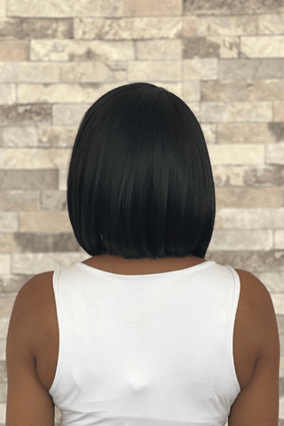 Short Bob Straight Synthetic Hair Headband Wig Natural Black