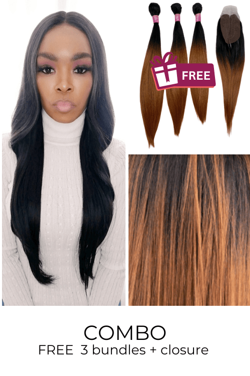 LolaSilk Wig Combo Combo: 26inch Lace Front Synthetic Hair Wig + FREE 3 Synthetic Bundle & Closure