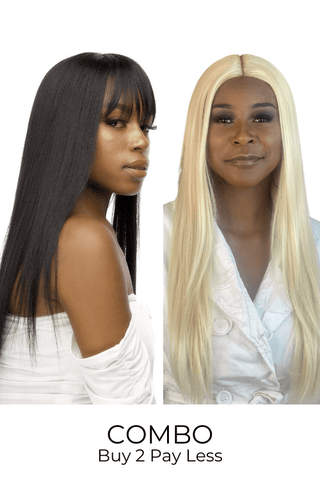 Combo: 28inch Fringe 1B + 26inch Straight Lace Front Blonde