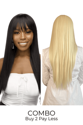Combo: 28inch Fringe 1B + 26inch Straight Lace Front Blonde