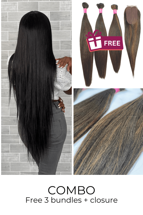 LolaSilk Wig Combo Combo: 40inch Lace Front Synthetic Hair Wig + FREE 3 Synthetic Bundle & Closure