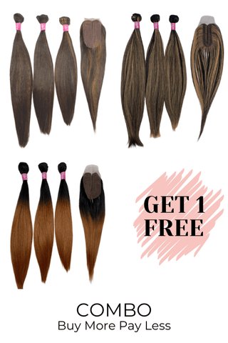 Combo: Buy 2 get 1 FREE - 3 Synthetic Bundle & Closure