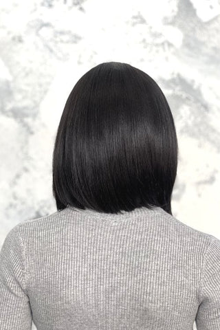 12inch Glueless Modern Bob Lace Front Synthetic Hair Wig Natural Black