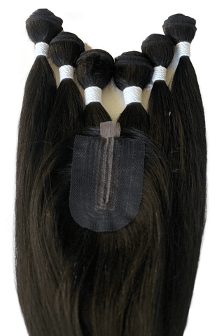 Synthetic Kinky Straight Weaves - 6 Bundles 18” 16” 14” & Closure