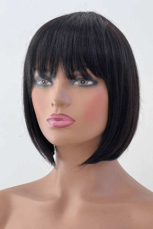 Who's that girl? Wig Peruvian hair Wig Straight 10inch Fringe Natural Black