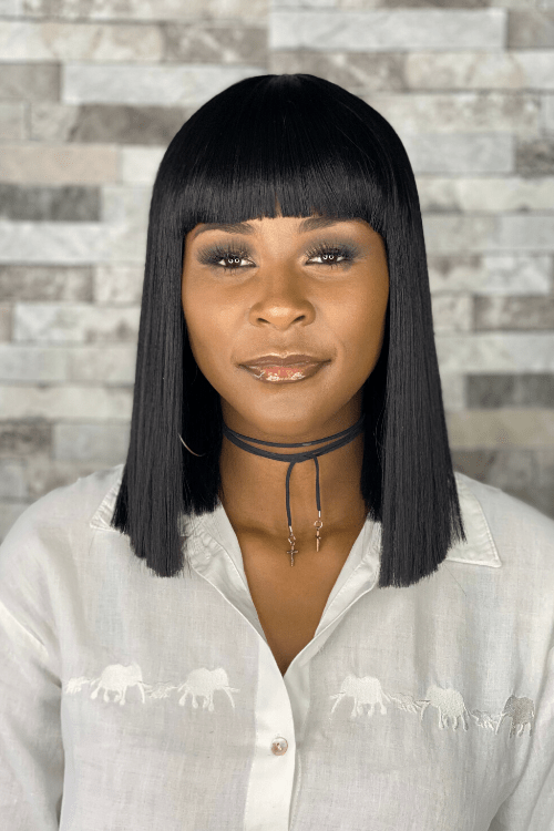 1B Bang! Wig Fringe Bob 13inch Synthetic Hair Wig Natural Black