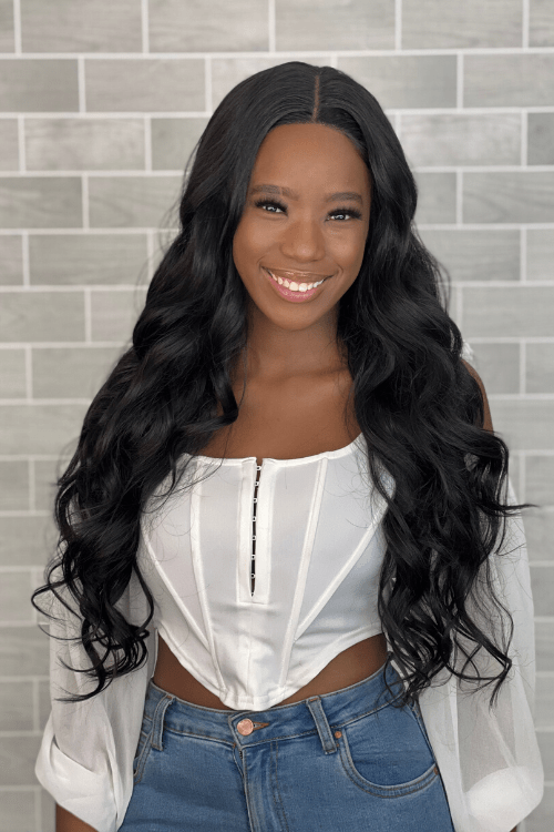 Long Body Wave Synthetic hair Lace Front Wig Natural Black