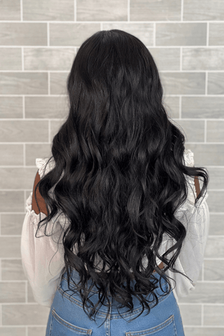 Long Body Wave Synthetic hair Lace Front Wig Natural Black