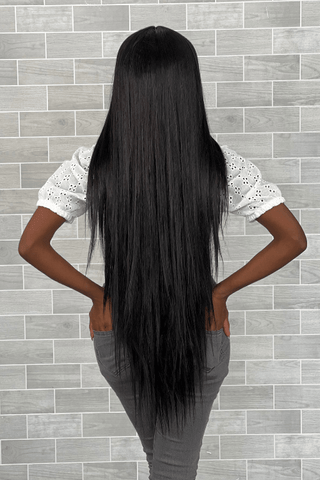back view of the 40inch T-Part Straight Wig 40inch Lace Front Straight Synthetic Hair Wig Natural Black