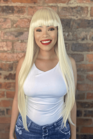 34inch Blonde Synthetic Hair Fringe Wig