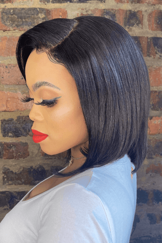 Brazilian hair Bob Straight 10inch 4x4 Closure Wig Natural Black