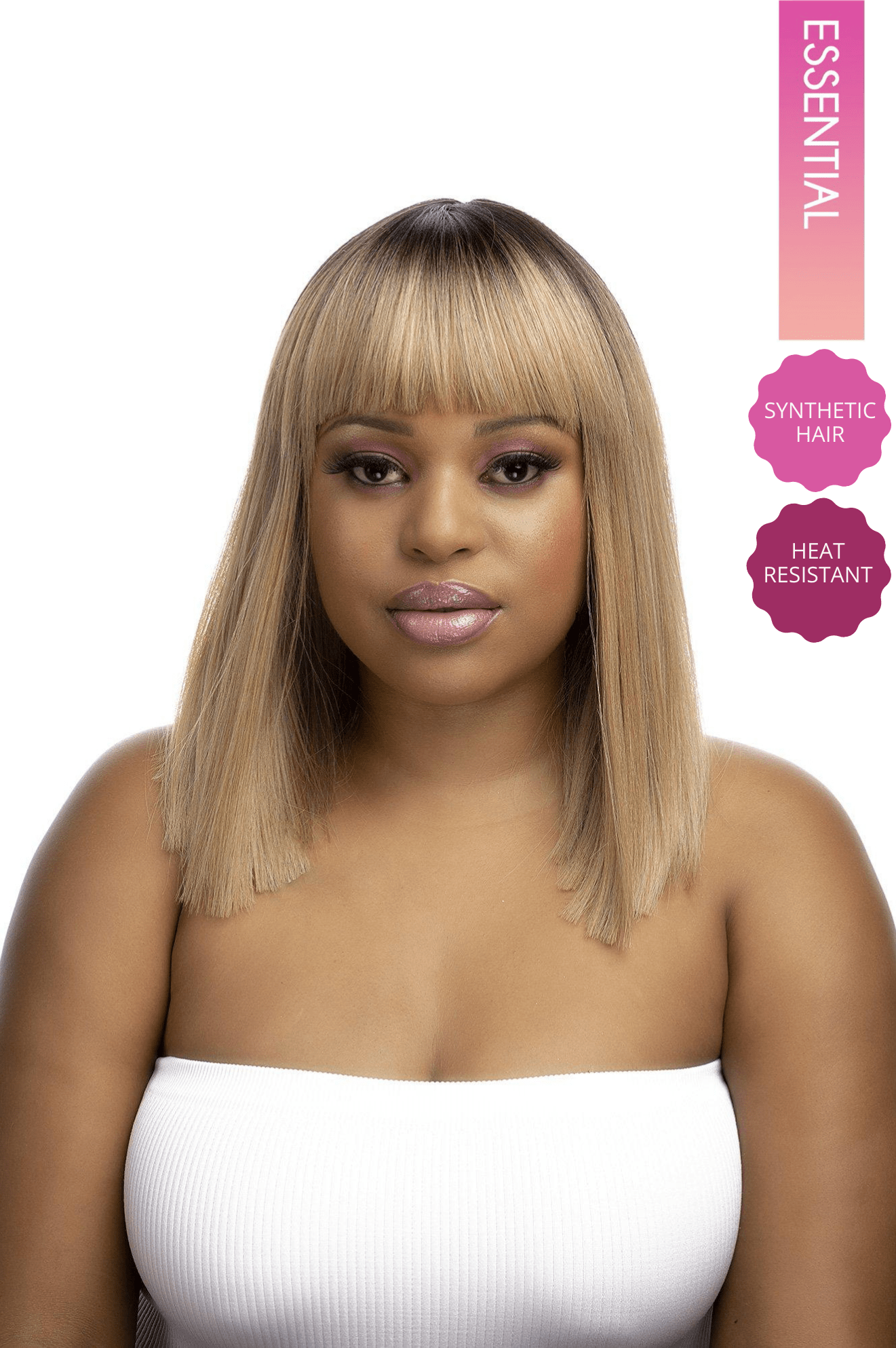 Ombre Blond Straight Synthetic Hair Fringe Bob Wig 13inch