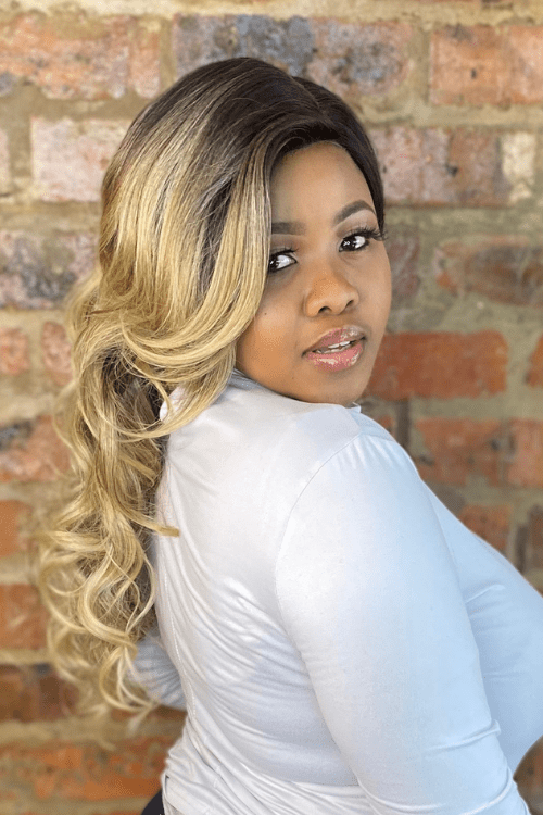 Blond Highlights Body Wave Lace Front 23inch Synthetic Wig