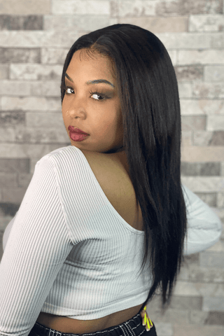 Brazilian Hair 20inch Straight Lace Front Wig Natural Black