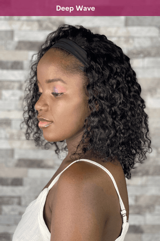 Brazilian Hair 14inch Curly Headband Wig Natural Black