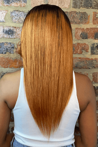 Brazilian hair Straight 18inch Full Frontal Wig Caramel Ombré