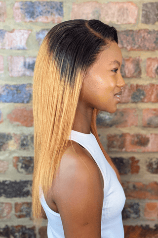 Brazilian hair Straight 18inch Full Frontal Wig Caramel Ombré