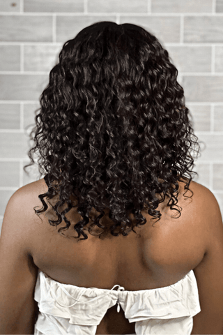 16inch Brazilian Hair Lace Front Deep Wave Wig Natural Black