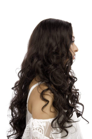 Long Body Wave Middle Part Lace Synthetic Wig Natural Black