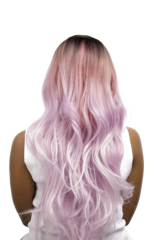 Long Straight Middle Part Synthetic Hair Pink Ombré