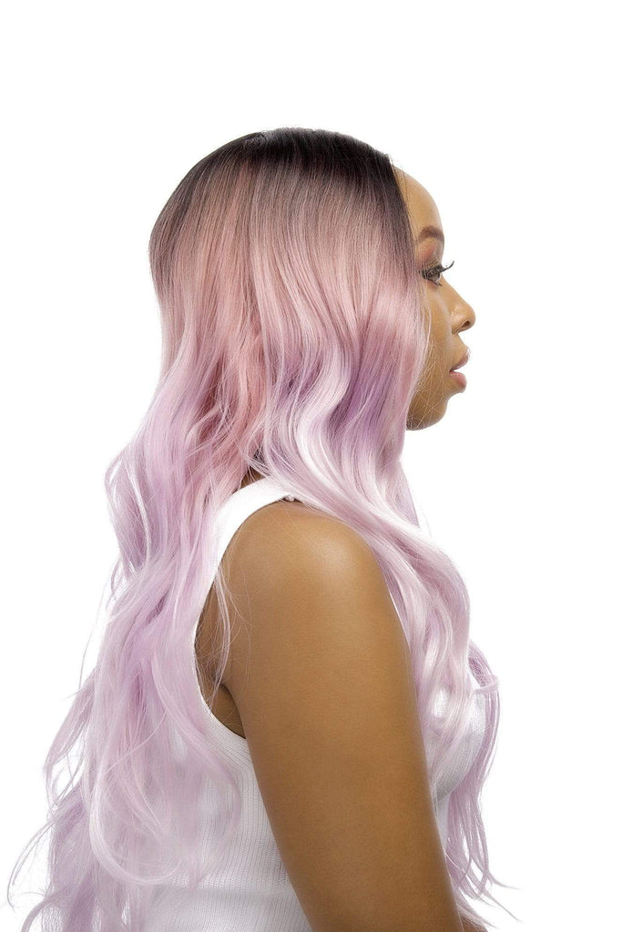 Candy floss Wig Long Straight Middle Part Synthetic Hair Pink Ombré