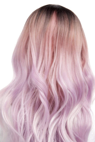 Long Straight Middle Part Synthetic Hair Pink Ombré