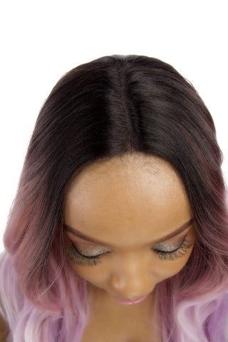 Long Straight Middle Part Synthetic Hair Pink Ombré