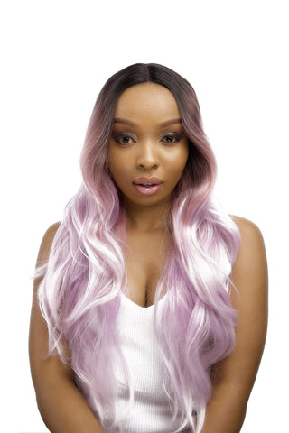 Long Straight Middle Part Synthetic Hair Pink Ombré