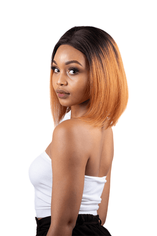 Brazilian Hair Bob Straight 12inch Full Frontal Wig Caramel Ombré