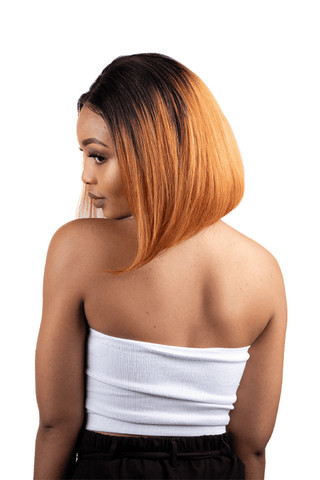 Brazilian Hair Bob Straight 12inch Full Frontal Wig Caramel Ombré