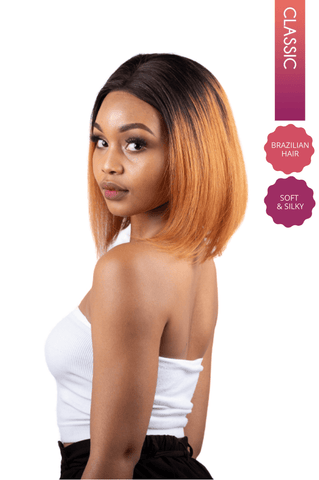 LolaSilk Brazilian Bob Straight 12inch Frontal Lace Wig Caramel Ombre