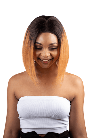 Brazilian Hair Bob Straight 12inch Full Frontal Wig Caramel Ombré