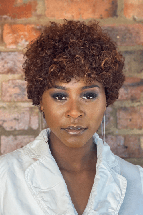 Choc Bomb Wig Peruvian Hair Balayage Brown Curly Pixie Wig