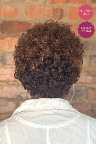 Peruvian Hair Balayage Brown Curly Pixie Wig