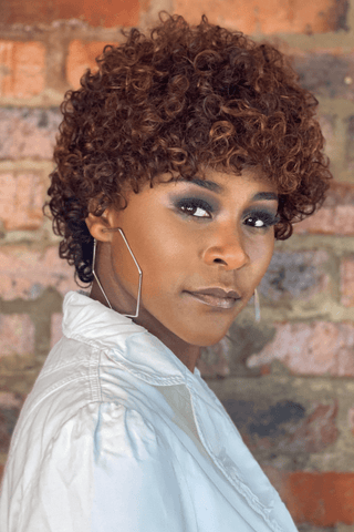 Peruvian Hair Balayage Brown Short Curly Pixie Cut Wig LolaSilk Hair