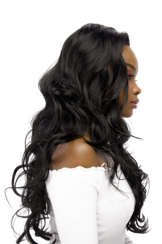 Long Wavy 26inch Frontal Lace Synthetic Hair Wig Natural Black