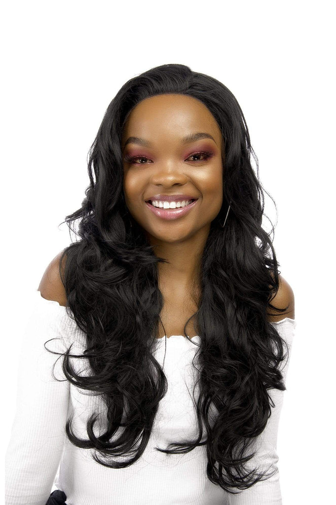 Clubbing in Colombia Wig Long Wavy 26inch Frontal Lace Synthetic Hair Wig Natural Black
